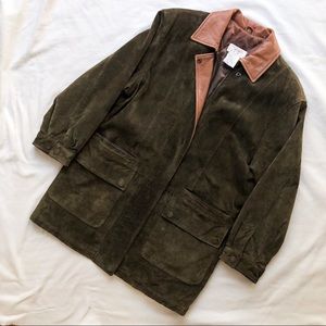 Talbots Oversized Olive Green Leather Jacket | Sz: LP